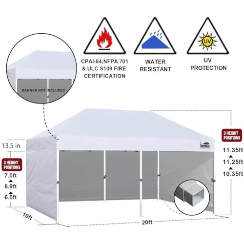 Eurmax USA 10x20 Pop Up Canopy Tent,Commercial Tent with Patented No-Tip Rolling Bag,4 Zippered Removable Walls,UV & Water Resistant Canopy Top,Heavy Duty Outdoor Gazebo,Instant Shelter(Burgundy) - color: burgundy, size: 10x20