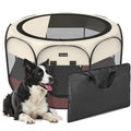 Portable Pet Puppy Dog Cat Playpen, 8-Panel Indoor/Outdoor Puppy Pen with Shade Cover & Travel Bag - Waterproof Dog Cat Tent - color: Brown, style: Small (29"x29"x17" with free bonus)
