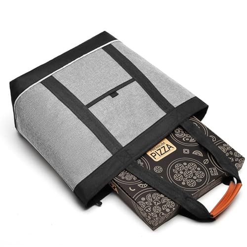Insulated Cooler Bag Reusable Grocery Tote Bags Transport Large Lunch Box for Women - color: Light Gray