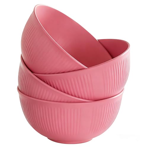 Unbreakable Cereal Bowls Set of 4, Lightweight Reusable Bowls, Dishwasher Safe Pink Bowls for Rice, Noodles, Soup, Salad & Fruit - color: Pink