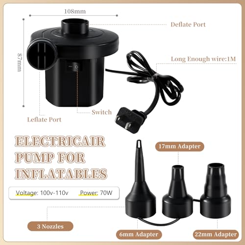 2 Pack Inflatable Bean Bag Chairs with Electric Air Pump Inflatable Chairs Blow up Couch Folding Portable Inflatable Lazy Sofa for Movie Night Living Room Outdoor Camping (2, Coffee) - color: Coffee