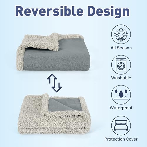 Kritter Planet Waterproof Dog Blanket, Reversible Water Proof Pet Blanket for Couch, Bed & Car, Washable Couch Covers for Medium Dogs - Protects Furniture from Fur, Dirt, and Accidents - color: Gray/Taupe, size: 50"x30"