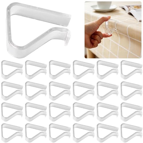 24 Pieces Transparent Clear Tablecloth Clips, Plastic Table Cloth Clips，Windproof Table Cover Holder Clamps，Table Cloth Holder for Home Wedding Party Christmas Outdoor Indoor Picnic Camping(Large) - size: Large