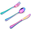 LIANYU 12-Piece Rainbow Kids Silverware Set, Stainless Steel Toddler Utensils Flatware Set, Child Cutlery Tableware for 4, Include knife Fork Spoon, Mirror Finished, Dishwasher Safe - color: Rainbow