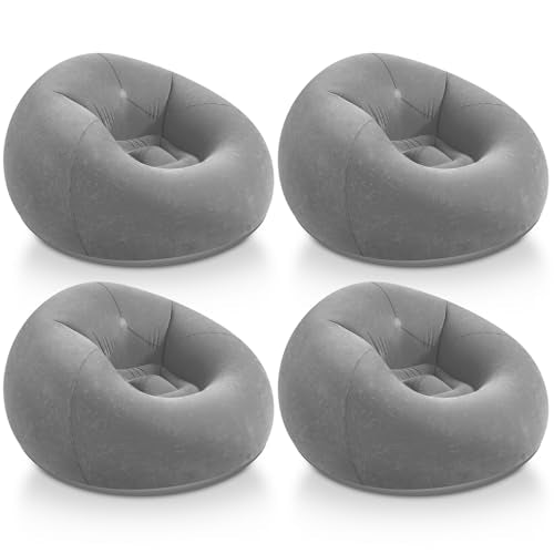 Realspring Inflatable Bean Bag Chairs Outdoor Blow up Camping Chairs Inflatable Lazy Sofa Folding Portable Bean Bag Loungers Couch for Movie Night(Dark Gray,4 Pcs) - color: Dark Gray
