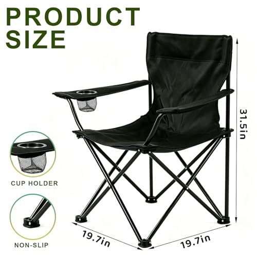6 Pack Folding Camping Chairs, Portable Lightweight Outdoor Lawn Chair with Cup Holder and Carry Bag, Collapsible Foldable Chair for Camping, Beach, Fishing, Picnic, Garden 300LBS - color: Standard, size: 6PCS