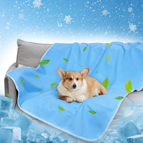 Kritter Planet Waterproof Cooling Dog Mat, Soft Pet Blanket for Summer, Lightweight Outdoor Mat, Reversible Furniture Cover, 30 x 50 inch, Blue - color: Blue/Blue, size: 30x50 inches