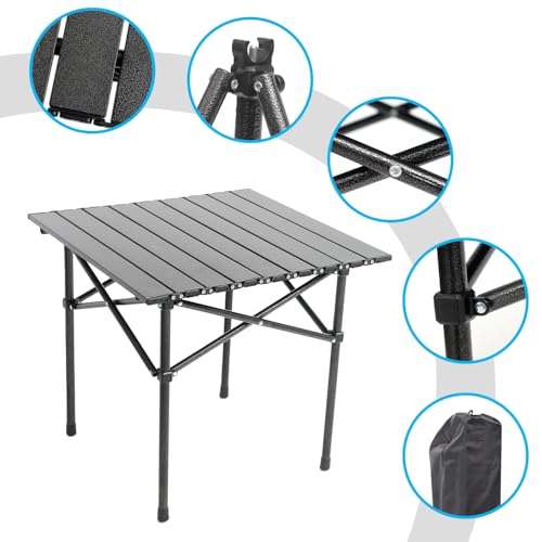 Wind Tour Portable Camping Table Folding Side Table Aluminum Lightweight Table with Carry Bag for Outdoor Cooking Hiking Picnics BBQ Travel (Black) - color: Black