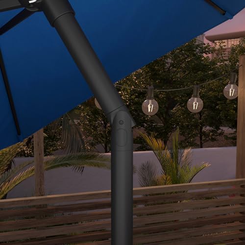 Sunline 9 ft Patio Umbrella with Crank & Push Button Tilt, Outdoor Market Umbrella with UV Protection & Wind Vent, Metal Frame for Deck, Pool & Table, Pacific Blue - color: Pacific Blue, size: 9 foot