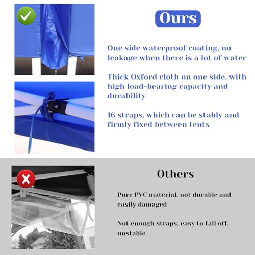 Rainmae 2 Pack Heavy Duty Rain Gutter for Pop Up Canopy, Upgraded Oxford Rain Gutter for 10ft Canopy Tents, Replacement Accessory for Summer Outdoor Events, Easy Drainage Blue