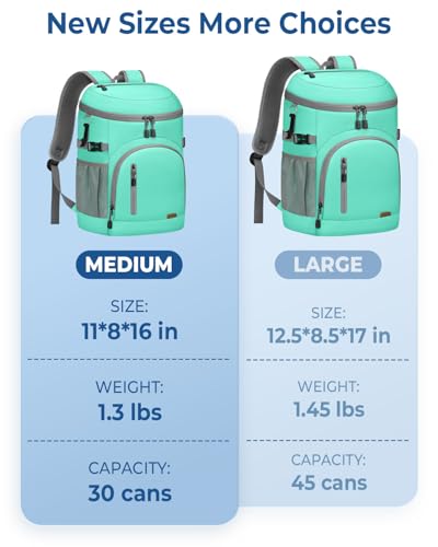 Pritent Cooler Backpack Insulated Waterproof,30/45 Cans Backpack Coolers Leakproof Lunch Backpack for Men Women Portable Soft Cooler Bag for Beach Camping Trave Picnic - color: leather blue, size: 30 Cans