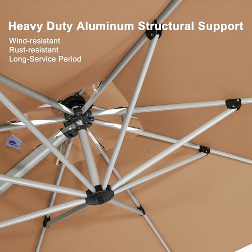 PURPLE LEAF 9ft Patio Umbrella Outdoor Square Umbrella Large Cantilever Umbrella Windproof Offset Heavy Duty Sun for Garden Deck Pool Patio, Beige - color: Beige, size: 9' X 9'