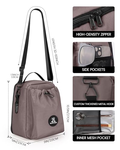 Sports rabbit Insulated Lunch Bag for Men–Compatible with 30/40OZ Handle & Straight Bottles–Leakproof Cooler Tote, Wax-Coated Oxford, Adjustable Strap–Perfect for Work, Travel, Picnics (Coffee Brown) - color: Coffee Brown