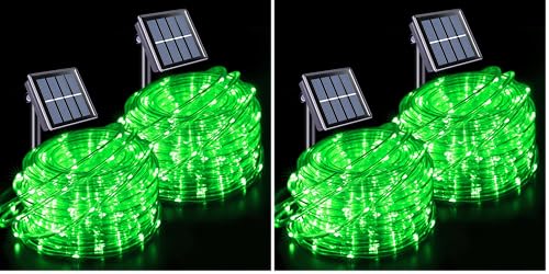 JMEXSUSS 2 * 200 LED Green Solar Rope Lights, 66ft IP 65 Waterproof Solar String Light Outdoor, 8 Modes Christmas Lights for Camp Trampoline Ladder Slide Tent (Pack of 2) - color: Green, size: 2*200 LED (Pack of 2)