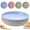 9 Inch Unbreakable Wheat Straw Plates - Reusable Plate Set - Dishwasher & Microwave Safe - Dinner Dishes Lightweight Plates Salad Kids Adult Plate for Kitchen Camping - BPA Free (Plate-9in) - size: Plate-9in