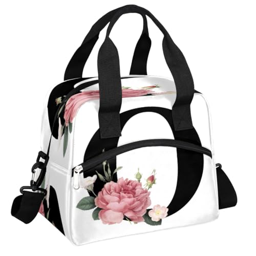 Letter O Insulated Lunch Bag for Women Men Reusable Waterproof Lunch Box Cooler Tote Bag One shoulder portable meal bag Portable Adult Lunchbox for Work Picnic Hiking Beach - color: Letter O