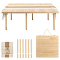 44" x 22" Boho Low Picnic Table, Portable Beach Table with Tablecloth and Adjustable Legs, Solid Wood Foldable, Indoor Outdoor for Beach Camping BBQ Wedding Party Family Gatherings