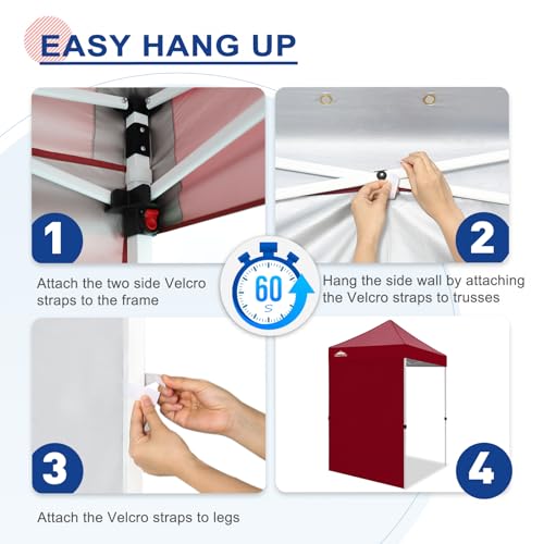 EAGLE PEAK Canopy Sidewall for 5x5 Pop Up Canopy Frame, Single Side Wall Panel Only (Fits 5x5 Straight Leg Frame, Canopy Top or Frame NOT Included), Burgundy - color: Burgundy