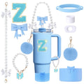 9pcs Stanley Cup Accessories Set- for 30oz 40oz Tumblers with Handle - Bule Kit Includes Bow Straw Topper and Boot, Charm, Pearl Handle Strap & Stickers - Aesthetic Girl Gifts (Z) - color: Z