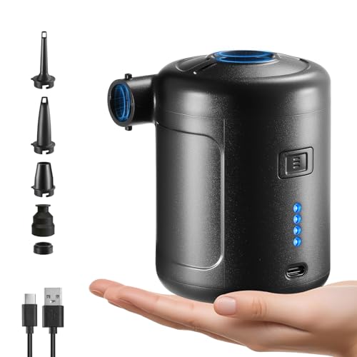 Portable Air Pump for Inflatables, Rechargeable Air Mattress Pump, 400L/min Quick-Fill Inflate & Deflate, 6000mAh Battery Powered Pump for Air Beds, Pool Floats, Vacuum Storage Bags