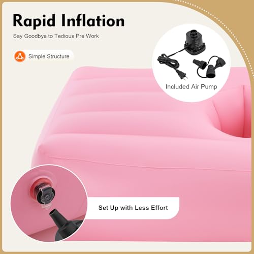 BBL Bed After Surgery for Sleeping, Inflatable Mattress with Hole, Brazilian Butt Lift Recovery Pillow Post Surgery, Air Mattress Sofa Couch for Home, Post-Operative Recovery Beds - color: Pink