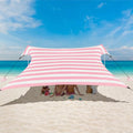 Beach Tent Canopy, UPF 50+ UV Protection Beach Sun Shade, Portable 10×10 FT Large Pop-Up Tent Sun Shelter with Sand Anchors, Ground Pegs, Easy Setup for Camping, Park, and Backyard Fun-Pink Stripe - color: Pink Stripe