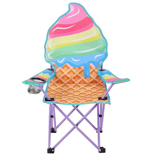 KABOER Kids Outdoor Folding Lawn and Camping Chair with Cup Holder and Carrying Bag, Children's Camping Chairs - color: Ice Cream