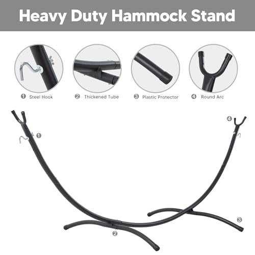 SUNCREAT Hammocks Standing Patio Hammock, Portable Hammock with Stand Foldable, Dark Gray - color: Dark Gray