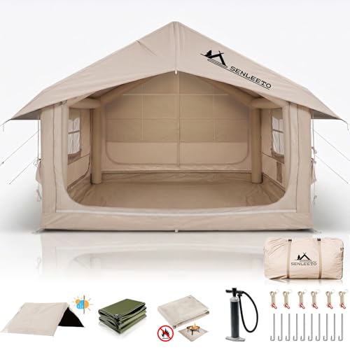 SENLEETO Inflatable Tents for Camping, Large Inflatable Camping Tent with Hand Pump, Easy Setup Tents for 4-6 People, Portable Glamping Tent - size: Ultimate-118 inch*98.4 inch*82..6 inch/6-8 People