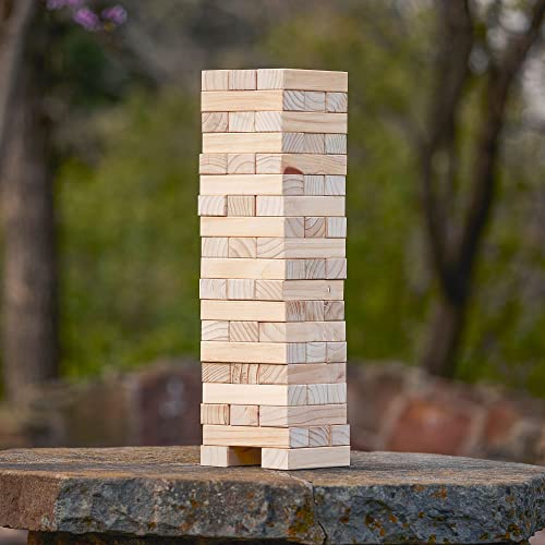 Yard Games Giant Tumbling Timbers with Carrying Case | Starts at 2.5-Feet Tall and Builds to Over 4-Feet | Made with Premium Pine Wood