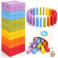 Pidoko Kids Wooden Stacking Building Blocks (49 Pcs) - Colorful Tumbling Blocks Board Games for Family Game Night - Montessori Toys Gifts, Includes Storage Bag
