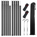Tent Poles for Tarp, KescherAb Adjustable Tarp Poles Aluminium Tarp Poles Set of 2 for Tent Fly, Awning, Outdoor Camping, Hiking, Backpacking & Rainfly with Pegs & Reflective Ropes, Black - color: Black