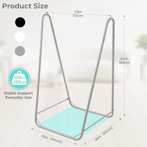 Hammock Stand for Multiple Hammock, Heavy-Duty Steel Hanging Chair Stand for Indoor & Outdoor, Solid Support & Stable Base, 220 lbs Capacity, Easy Assembly, U-Shaped Stand Only - Gray - color: Grey, size: Stand Only