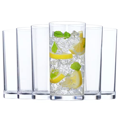 US Acrylic Classic Clear Plastic Reusable Drinking Glasses (Set of 6) 16oz Water Cups | BPA-Free Tumblers, Made in USA | Top-Rack Dishwasher Safe - color: Clear, size: Water Tumblers