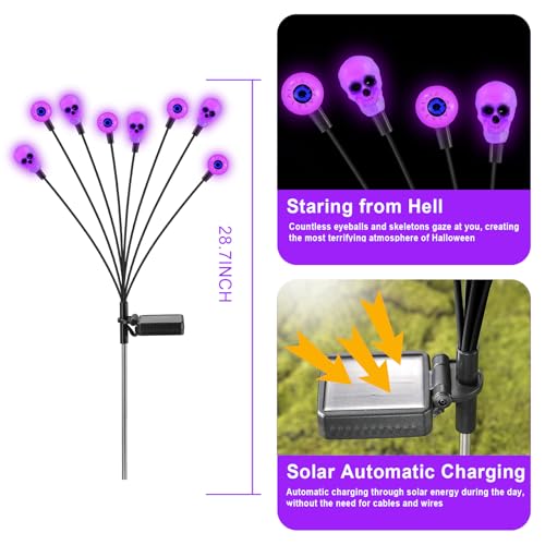 FENSAN Solar Lights Outdoor,Halloween Decorations Outdoor, Scary Eyeball Lights,4PACKS 32LED,IP65 Waterproof,Halloween Decor for Garden/Yard/Patio/Lawn/Pathway(Purple) - color: eyeball purple 4packs