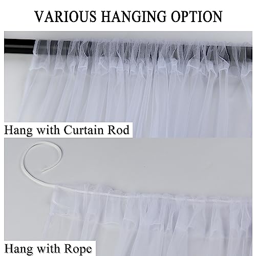 Patio Screen Mesh Outdoor Curtains Waterproof Sheer Lightweight Bug Netting for Porch Gazebo Garden Party Wedding Backdrop, White, W 125 x L 98 inch per Panel, 2 Panels - color: White, size: 125"W x 98"L (Pack of 2)