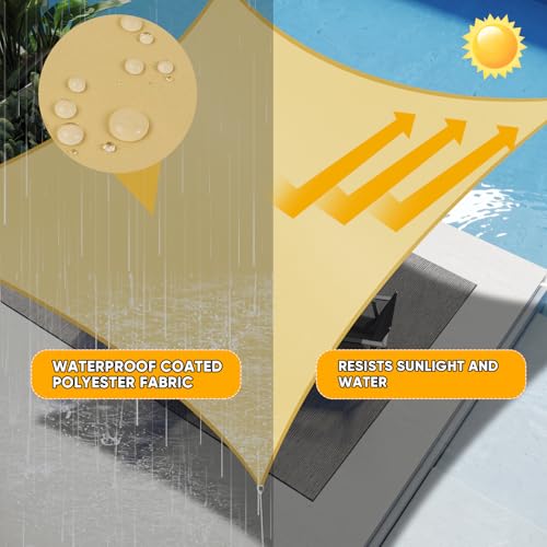 Shade&Beyond Waterproof Sun Shade Sail 8'x10' Rectangular Sand Shade Sail, UV Block Sun Shades Outdoor, Shade Canopy for Garden Patio Backyard Lawn Deck - color: Sand, size: 0 8' X 1 0', style: Rectangle