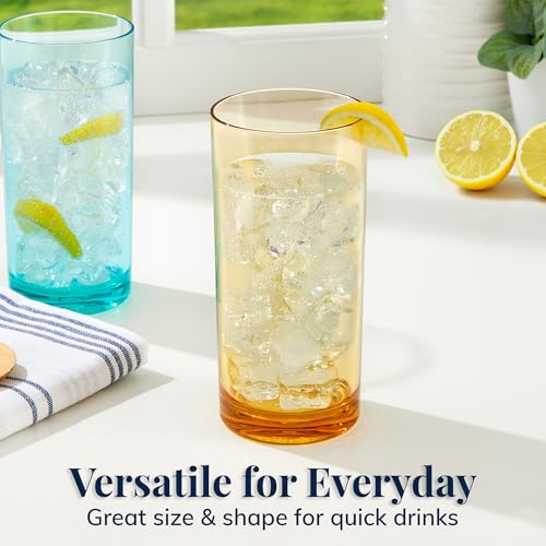 US Acrylic Classic Plastic Reusable Drinking Glasses (Set of 6) 16oz Water Cups Assorted Colors | BPA-Free Tumblers, Made in USA | Top-Rack Dishwasher Safe - color: Assorted, size: Water Tumblers
