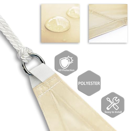 Patio Paradise 9' x 10' Sun Shade Sail Waterproof Beige Rectangle Shade Canopy UV Block Tarp Cloth Outdoor Patio Cover for Garden Backyard Deck Awning - color: Beige, size: 9' x 10'