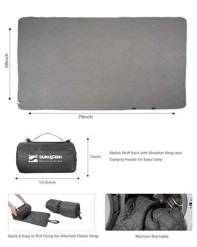 DUKUSEEK Hooded Outdoor Stadium Blanket, Extra Large 79" x 59" Waterproof Camping Blanket, Quilted, Thick Fleece, Warm, Windproof, Sand Proof, Portable, Perfect for Travel,Sports