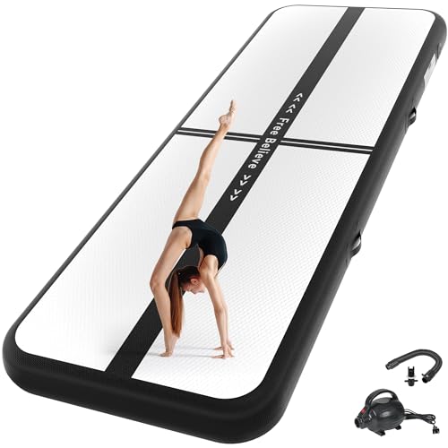 Pink Gymnastics Mat Inflatable Tumble Track Mats 10/13/16/20ft Training Mats for Home Air Mat for Kids with Pump 4”/6” Thick for Cheerleading/Yoga/Exercise/Parkour/Beach/Park/Water - color: Black, size: 13ft*3.3ft*4inches(4m*1m*0.1m)