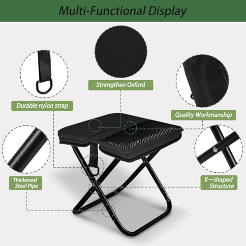 Foldable Backpack Stool, Portable Stool & Pocket Chair for Camping Hiking, 220LBS Capacity Ultralight Collapsible Seat, Quick Setup for Fishing Travel Outdoor Activities(Black) - color: Black