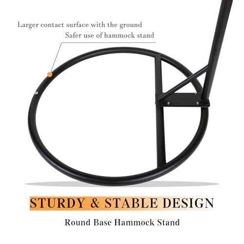 Round Base Heavy Duty Hanging Stand - Powder Coated Hammock Stand for Hammock Chair, Indoor and Outdoor (Black)