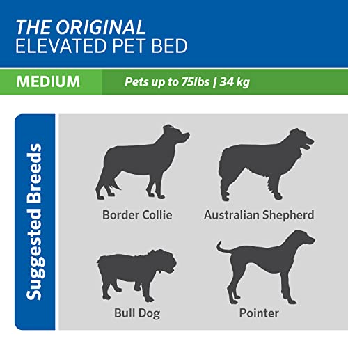Coolaroo Original Elevated Dog Bed - Breathable Off-The-Ground Pet Bed with Cooling Fabric, Joint Relief & Moisture-Resistant Fabric, 100% Recyclable, Easy Clean, Navy Blue, Medium - color: Navy Blue, style: Medium Dog Bed