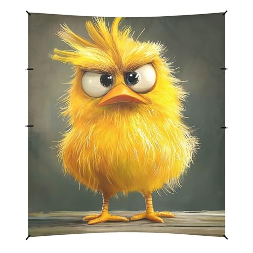 Cartoon Funny Pet Chicken Inquisitive Foldable Beach Tent UPF50+ Easy Setup Sun Shade with Sand Shovel, Sandbags for Family Trips, Picnics & Camping