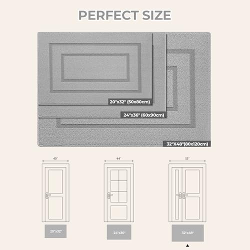 GRANNY SAYS Front Door Mat Outside Entrance, Welcome Matt Non-Slip, Outdoor Door Mats for Entryway, Long Front Porch Mat Low Profile Resist Dirt Easy to Clean, 47"x32", Grey - color: A-grey, size: 2'8" x 3'11" (Rectangular)