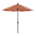 California Umbrella 9' Round Aluminum Market Umbrella, Crank Lift, Push Button Tilt, Black Pole, Sunbrella Dolce Mango - color: Dolce Mango
