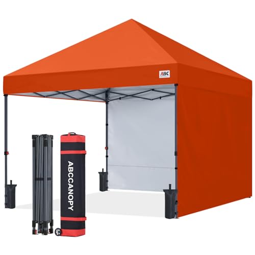 ABCCANOPY Easy Pop up Canopy Tent with 2 Sidewalls for Outdoor Sun Blocking or Rain Protection,10x10, Orange - color: Orange, size: 10x10