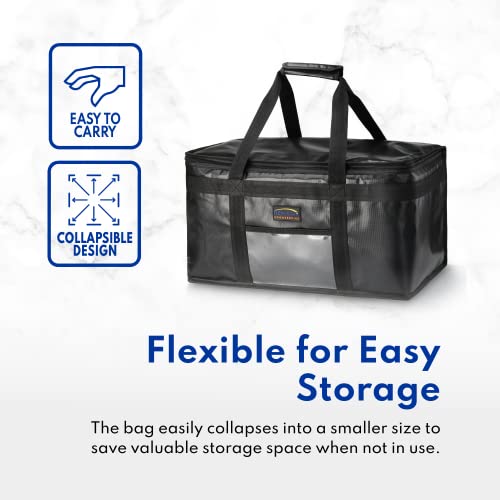 New Star Foodservice Commercial Insulated Food Delivery Bag, Full Size, 21.5 x 11 x 12.5 Inch, Black - size: 21.5" W x 11" H x 12.5" D