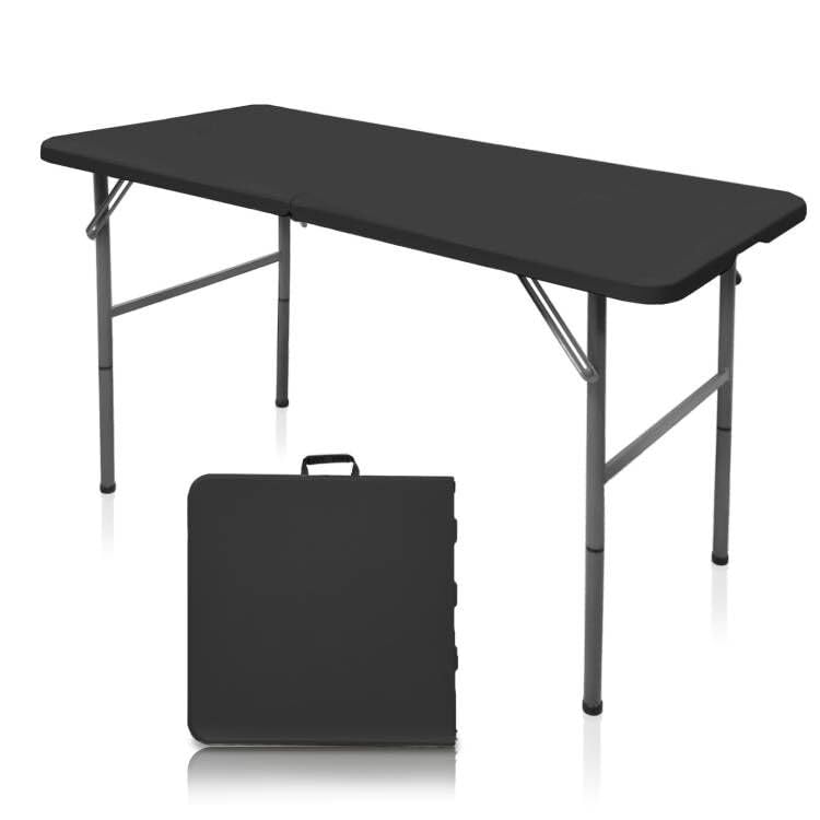 Gocamptoo Folding Table,4ft Indoor Outdoor Heavy Duty Portable Folding Square Plastic Dining Table w/Handle (Balck) - color: Balck